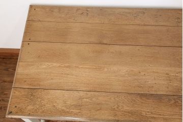 アンティーク家具　アンティークペイント　古いナラ材のかわいい片袖机　(テーブル、デスク、在宅ワーク、在宅用)