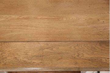 アンティーク家具　アンティークペイント　古いナラ材のかわいい片袖机　(テーブル、デスク、在宅ワーク、在宅用)