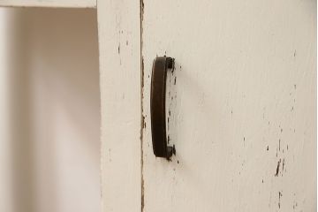 アンティーク家具　アンティークペイント　古いナラ材のかわいい片袖机　(テーブル、デスク、在宅ワーク、在宅用)