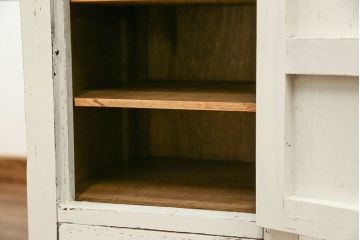 アンティーク家具　アンティークペイント　古いナラ材のかわいい片袖机　(テーブル、デスク、在宅ワーク、在宅用)