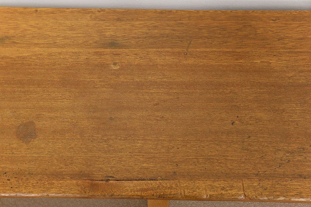 レトロ家具　昭和レトロ 古いダイヤガラスの脚付き収納棚　(キャビネット、食器棚)