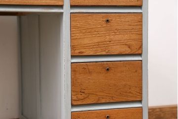 アンティーク家具　アンティークペイント かわいい片袖机(テーブル、作業台)