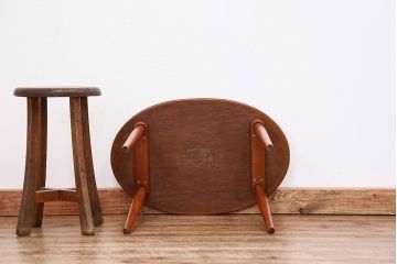 アンティーク雑貨 昭和レトロ かわいいオーバルセンターテーブル(机)