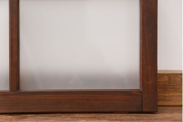 アンティーク　古い木のシンプルなすりガラス入りガラス戸4枚(窓・引き戸)
