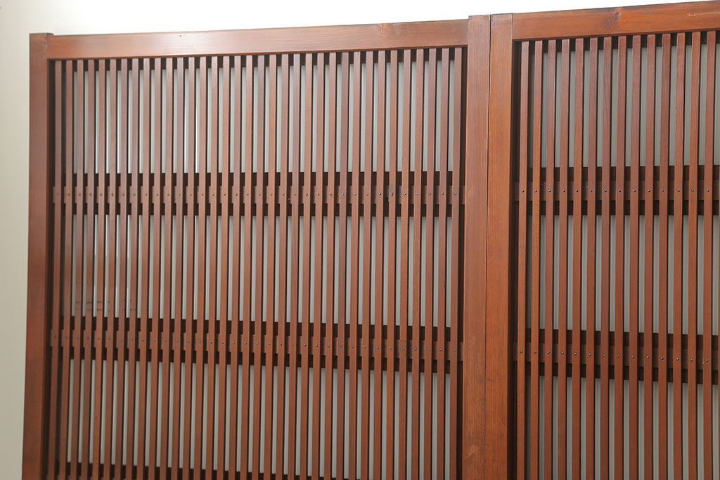 古民具・骨董 美しい裏ガラス入りの格子戸4枚セット(和風建具、引き戸)