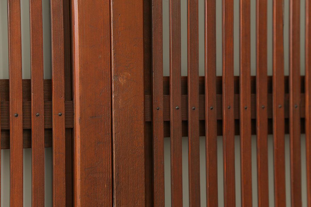 古民具・骨董 美しい裏ガラス入りの格子戸4枚セット(和風建具、引き戸)