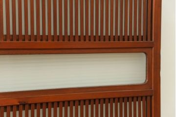 古民具・骨董 美しい裏ガラス入りの格子戸4枚セット(和風建具、引き戸)