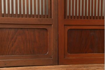 古民具・骨董 美しい裏ガラス入りの格子戸4枚セット(和風建具、引き戸)