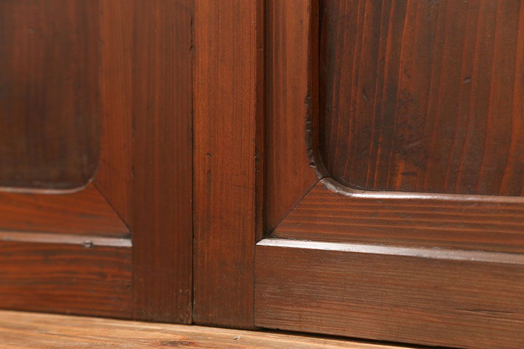 古民具・骨董 美しい裏ガラス入りの格子戸4枚セット(和風建具、引き戸)