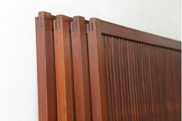 古民具・骨董 美しい裏ガラス入りの格子戸4枚セット(和風建具、引き戸)