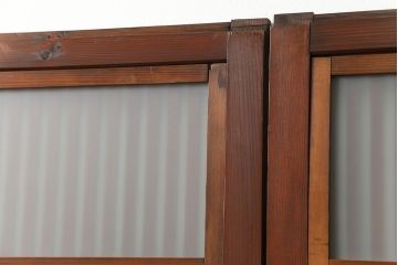 古民具・骨董 美しい裏ガラス入りの格子戸4枚セット(和風建具、引き戸)