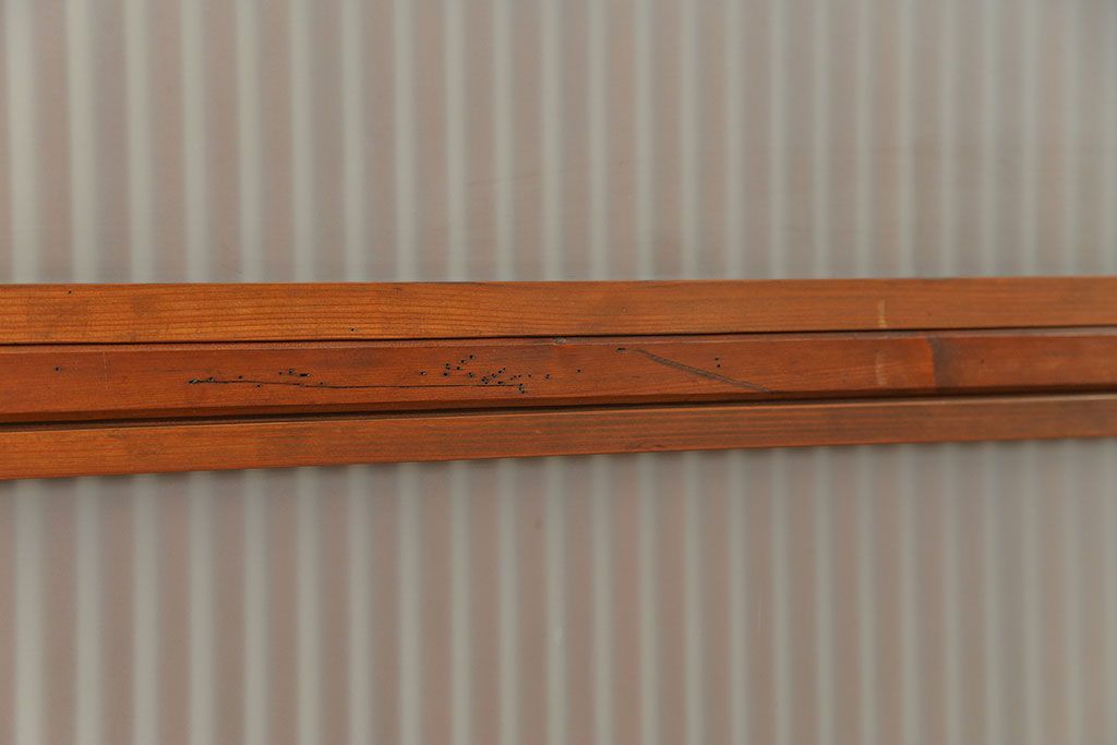 古民具・骨董 美しい裏ガラス入りの格子戸4枚セット(和風建具、引き戸)