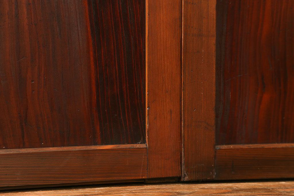 古民具・骨董 美しい裏ガラス入りの格子戸4枚セット(和風建具、引き戸)