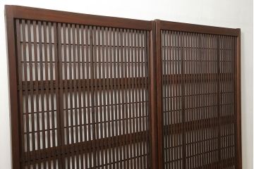 古民具・骨董 裏障子付き格子戸2枚セット(引き戸)
