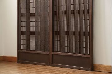 古民具・骨董 裏障子付き格子戸2枚セット(引き戸)