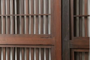 古民具・骨董 裏障子付き格子戸2枚セット(引き戸)