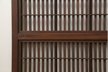 古民具・骨董 裏障子付き格子戸2枚セット(引き戸)