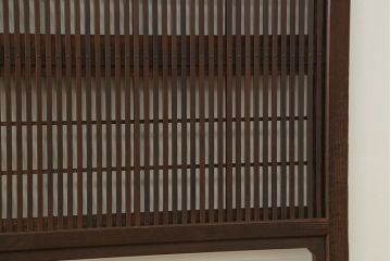 古民具・骨董 上質な銀モールガラス入りアンティーク格子戸4枚セット(裏障子付き)