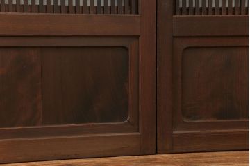 古民具・骨董 上質な銀モールガラス入りアンティーク格子戸4枚セット(裏障子付き)