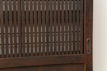 古民具・骨董 珍しいデザインの裏障子付き格子戸2枚セット(和風建具)