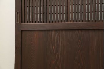 古民具・骨董 珍しいデザインの裏障子付き格子戸2枚セット(和風建具)