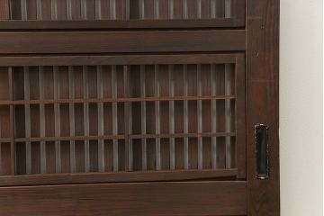 古民具・骨董 珍しいデザインの裏障子付き格子戸2枚セット(和風建具)