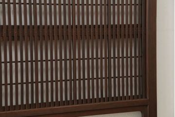 古民具・骨董 ダイヤガラス入りのアンティーク格子戸 2枚セット(裏障子付き)