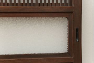 古民具・骨董 ダイヤガラス入りのアンティーク格子戸 2枚セット(裏障子付き)