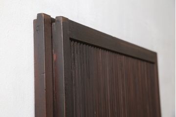 古民具・骨董 ダイヤガラス入りのアンティーク格子戸 2枚セット(裏障子付き)