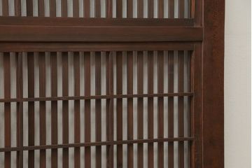 古民具・骨董 ダイヤガラス入りのアンティーク格子戸 2枚セット(裏障子付き)