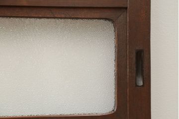 古民具・骨董 ダイヤガラス入りのアンティーク格子戸 2枚セット(裏障子付き)