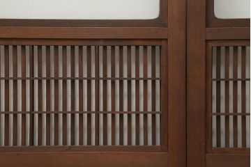 古民具・骨董 ダイヤガラス入りのアンティーク格子戸 2枚セット(裏障子付き)