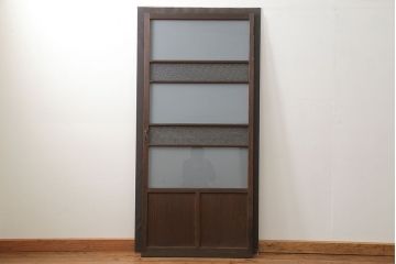 アンティーク ダイヤガラスとすりガラスのシンプルな扉