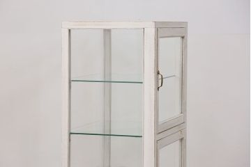 アンティーク家具　アンティークペイント 古いパン屋の縦型ガラスケース(ショーケース)