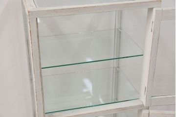 アンティーク家具　アンティークペイント 古いパン屋の縦型ガラスケース(ショーケース)