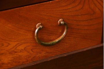 アンティーク家具　古民具・骨董 状態の良い美しい昇り引き出し付き六尺水屋箪笥(近江水屋箪笥、食器棚)