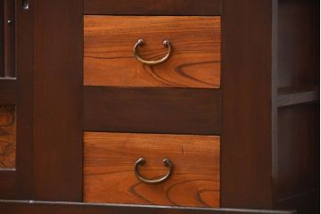 アンティーク家具　古民具・骨董 状態の良い美しい昇り引き出し付き六尺水屋箪笥(近江水屋箪笥、食器棚)