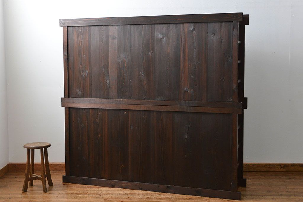 アンティーク家具　古民具・骨董 状態の良い美しい昇り引き出し付き六尺水屋箪笥(近江水屋箪笥、食器棚)