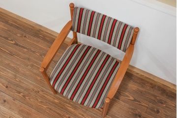 レトロ家具　昭和レトロ 1970年代 ストライプ柄アームチェア(1)(椅子、イス)