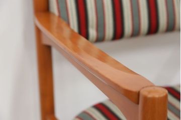 レトロ家具　昭和レトロ 1970年代 ストライプ柄アームチェア(1)(椅子、イス)