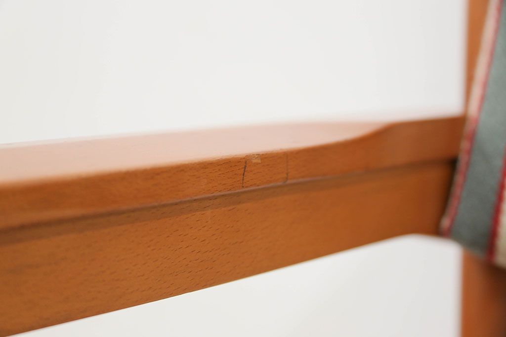 レトロ家具　昭和レトロ 1970年代 ストライプ柄アームチェア(1)(椅子、イス)