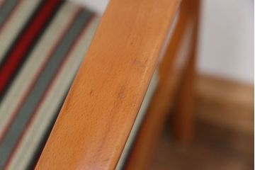 レトロ家具　昭和レトロ 1970年代 ストライプ柄アームチェア(1)(椅子、イス)