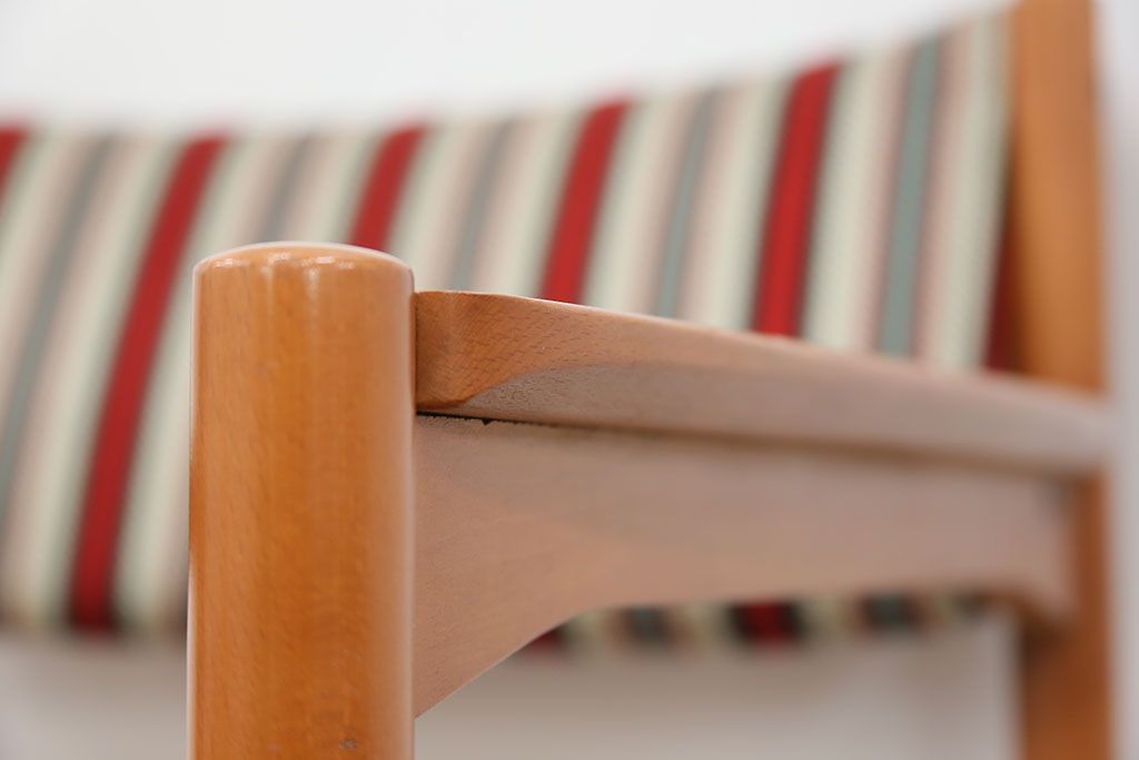 レトロ家具　昭和レトロ 1970年代 ストライプ柄アームチェア(1)(椅子、イス)