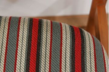 レトロ家具　昭和レトロ 1970年代 ストライプ柄アームチェア(1)(椅子、イス)