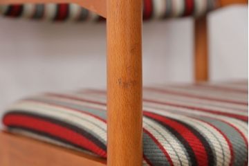 レトロ家具　昭和レトロ 1970年代 ストライプ柄アームチェア(1)(椅子、イス)