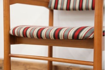 レトロ家具　昭和レトロ 1970年代 ストライプ柄アームチェア(1)(椅子、イス)