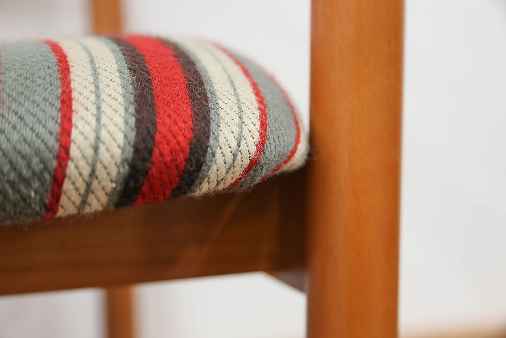 レトロ家具　昭和レトロ 1970年代 ストライプ柄アームチェア(1)(椅子、イス)