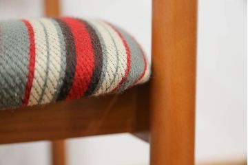 レトロ家具　昭和レトロ 1970年代 ストライプ柄アームチェア(1)(椅子、イス)