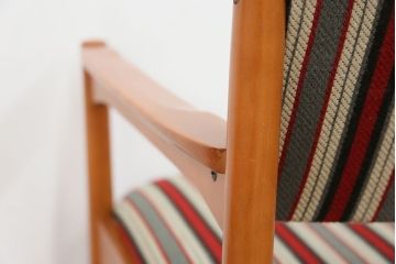 レトロ家具　昭和レトロ 1970年代 ストライプ柄アームチェア(1)(椅子、イス)