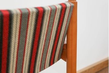 レトロ家具　昭和レトロ 1970年代 ストライプ柄アームチェア(1)(椅子、イス)